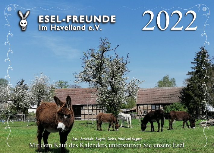 Eselkalender 2022 Front, Eselfreunde im Havelland e. V., Brandenburg